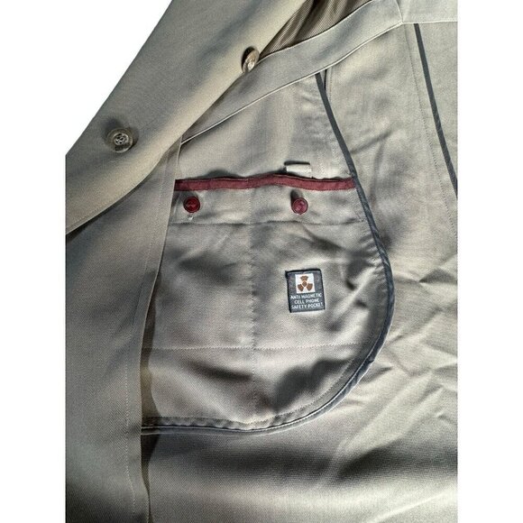 Vintage Sanyo New York Men’s Sz L Khaki Trench Coat Long Over Coat Made in Japan - Picture 9 of 15